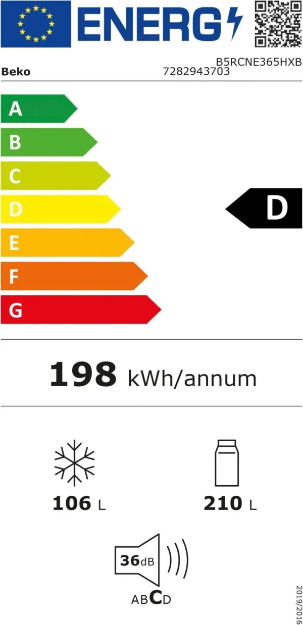 BEKO B5RCNE365HXB Koelvriescombinatie D 185CM Nieuw - Afbeelding 7